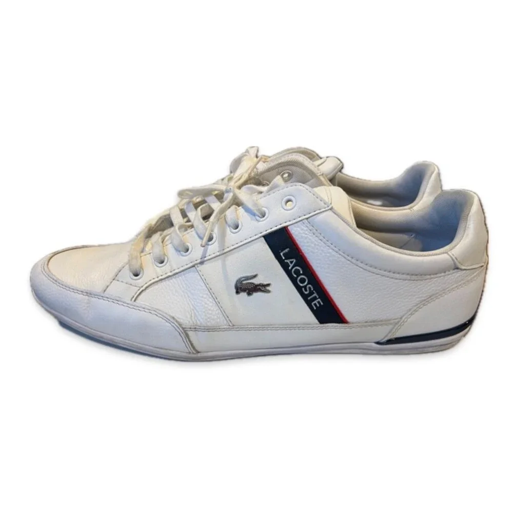 Lacoste Chaymon Men's White Leather Sneakers - Size 13